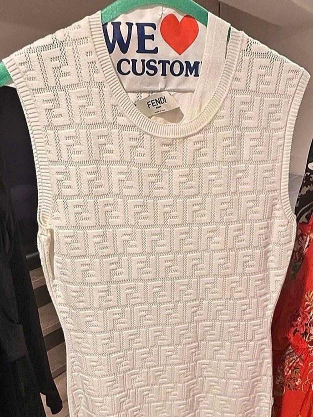 Fendi White FF Logo Knit Dress